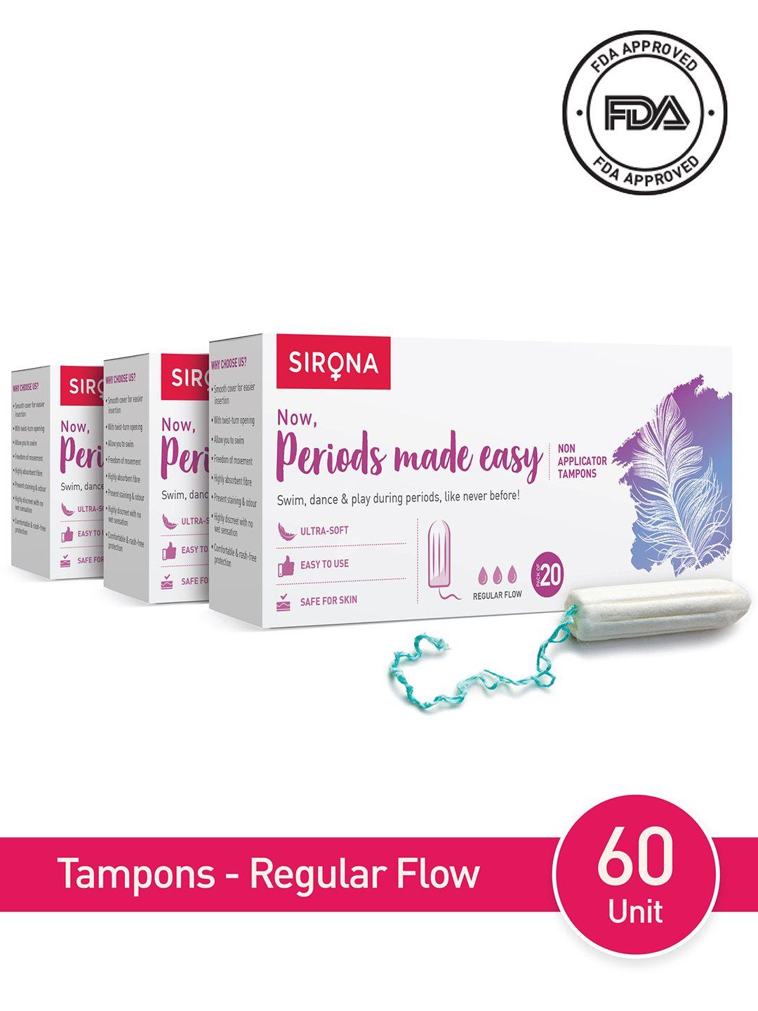 sirona pack of 3 fda approved digital tampons (20 tampon each)