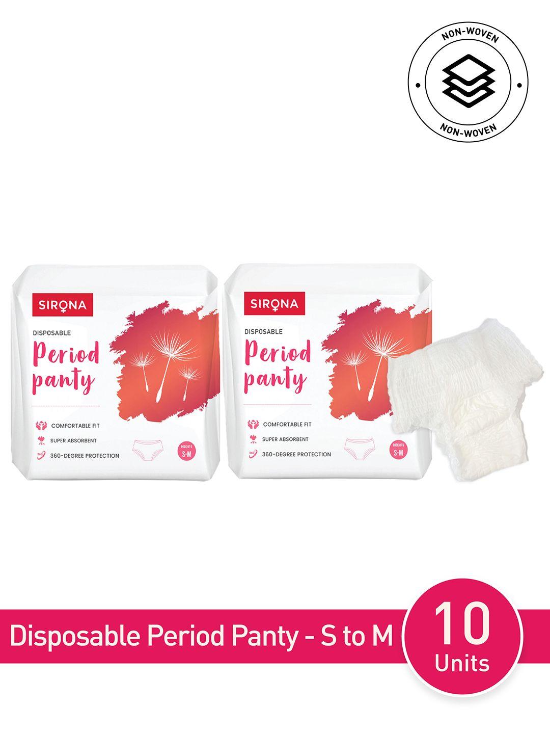 sirona set of 2 disposable s-m size period panties - 5 pcs each