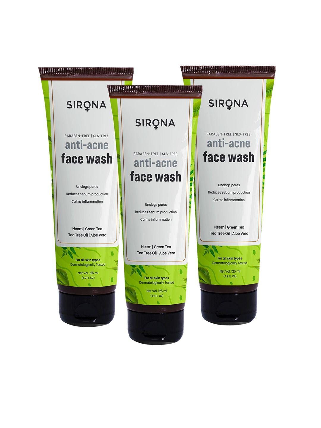 sirona set of 3 anti acne face wash 125 ml