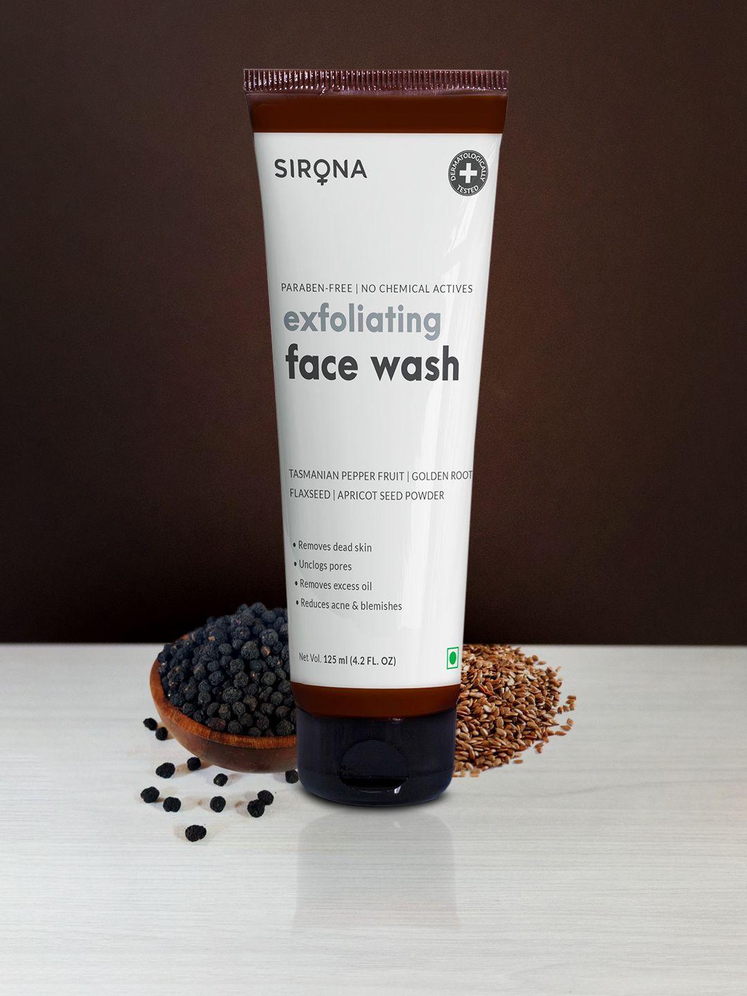 sirona unisex natural exfoliating face wash with apricot & flaxseed 125 ml