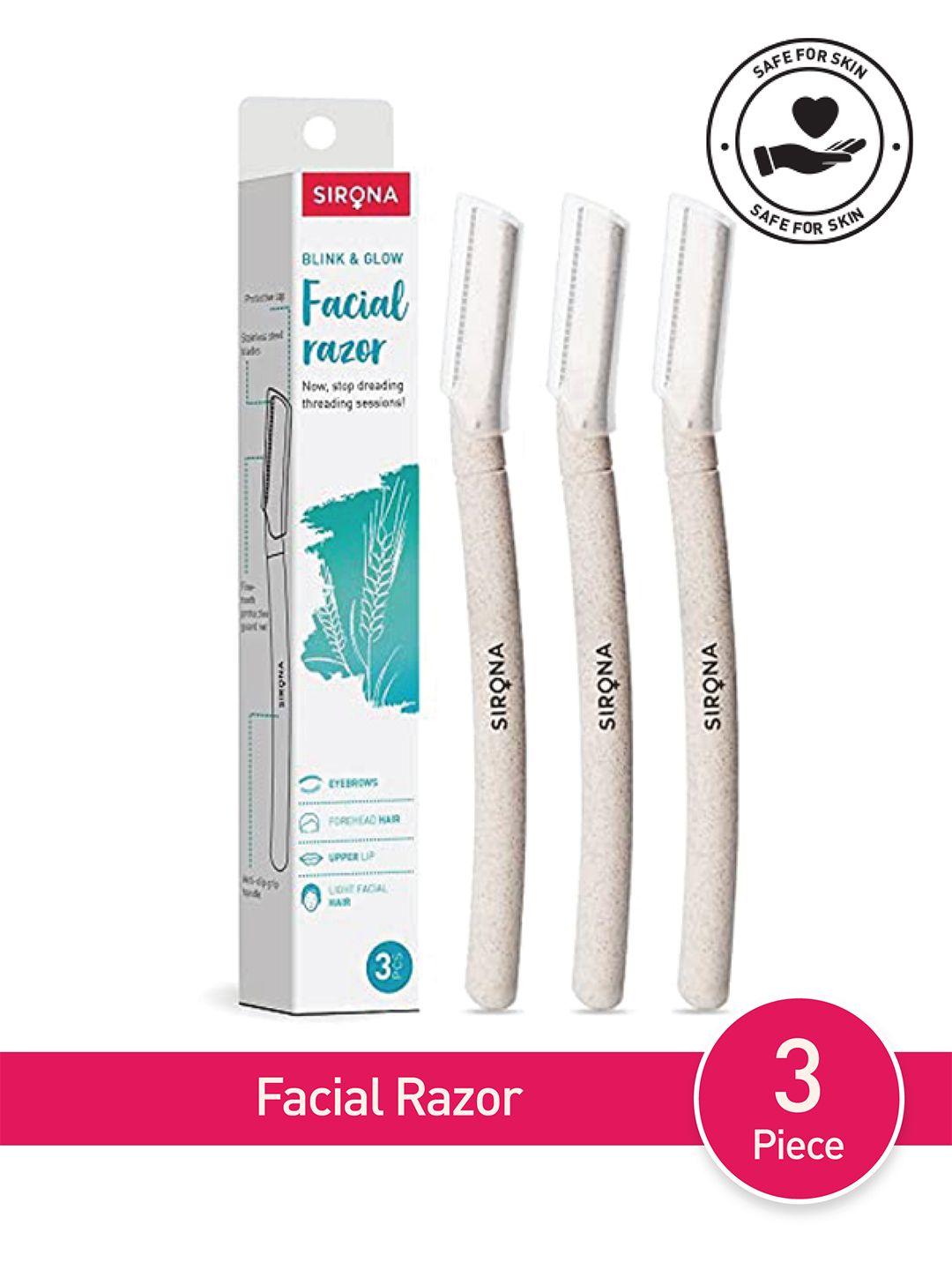 sirona women set of 3 blink & glow face razor