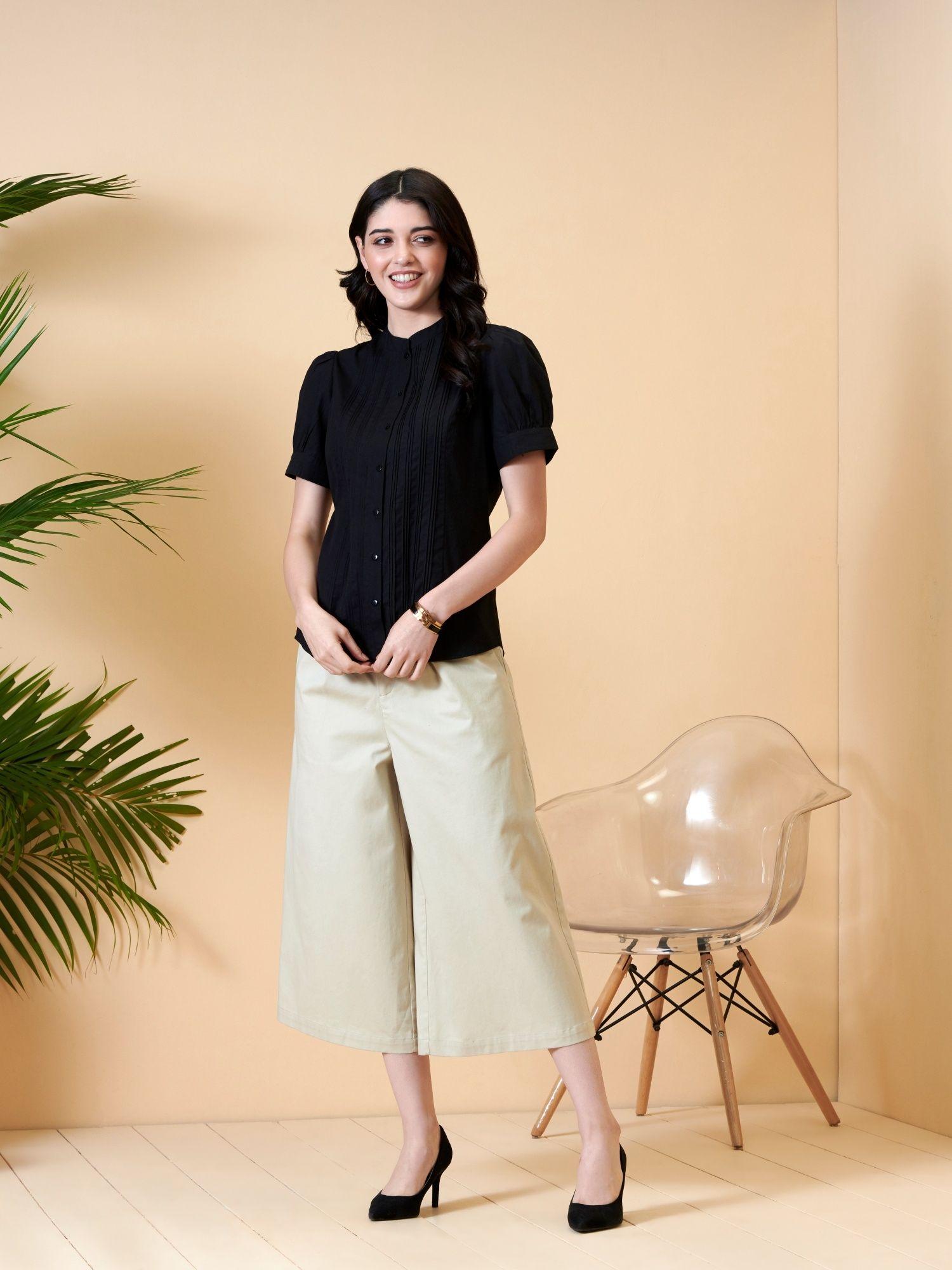 sit05-01 beige cropped culottes for women