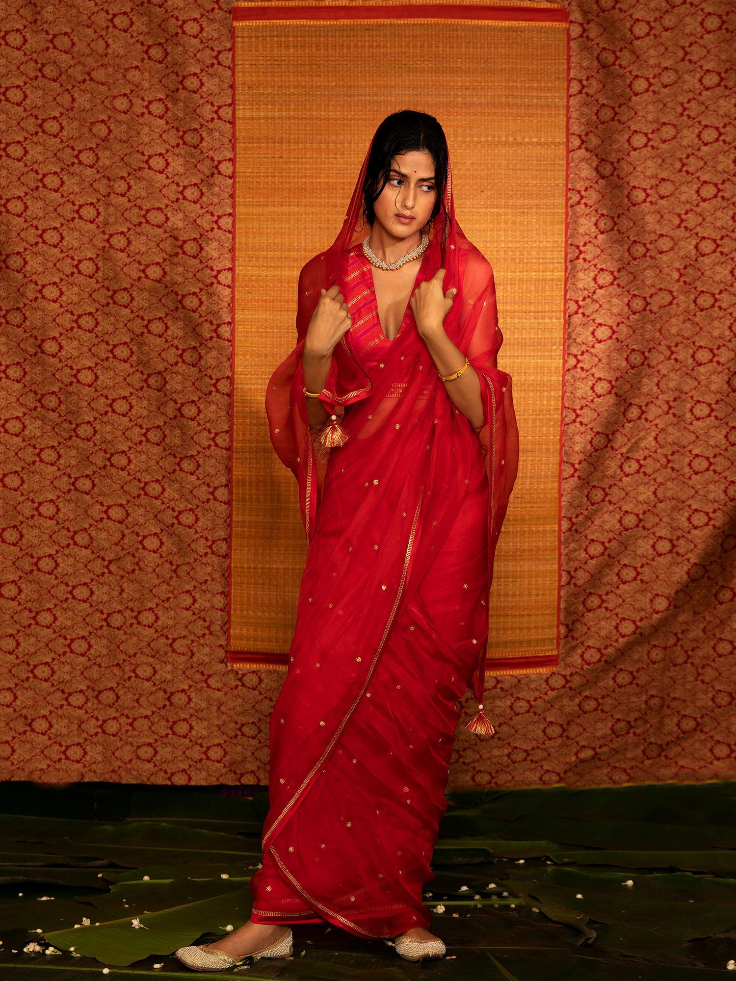 sita hand embellished mandala palla saree with stitched blouse