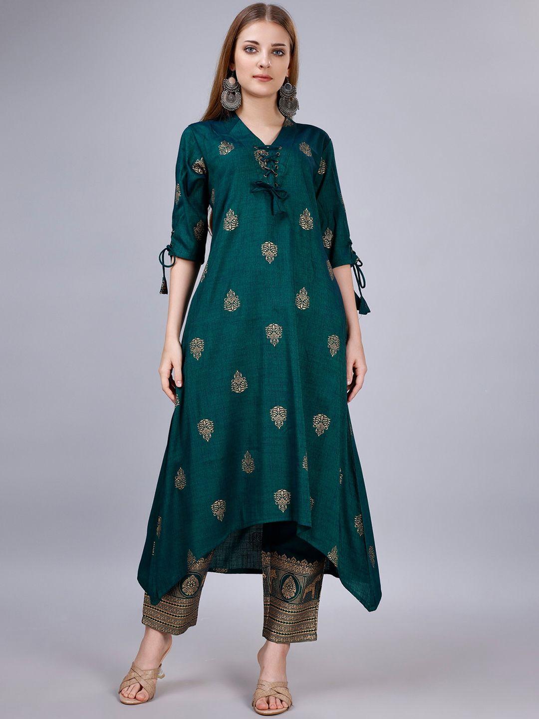 sitanjali women floral printed empire kurta with trousers