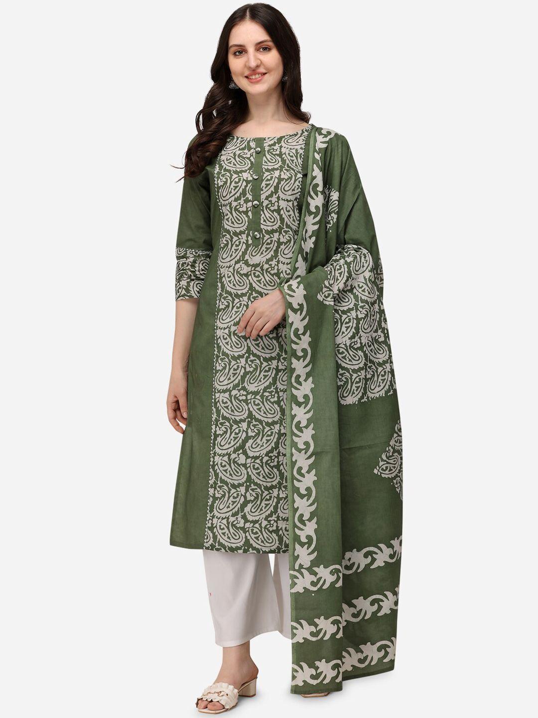 sitaram designer  ethnic motifs printed regular pure cotton kurta with trousers & dupatta
