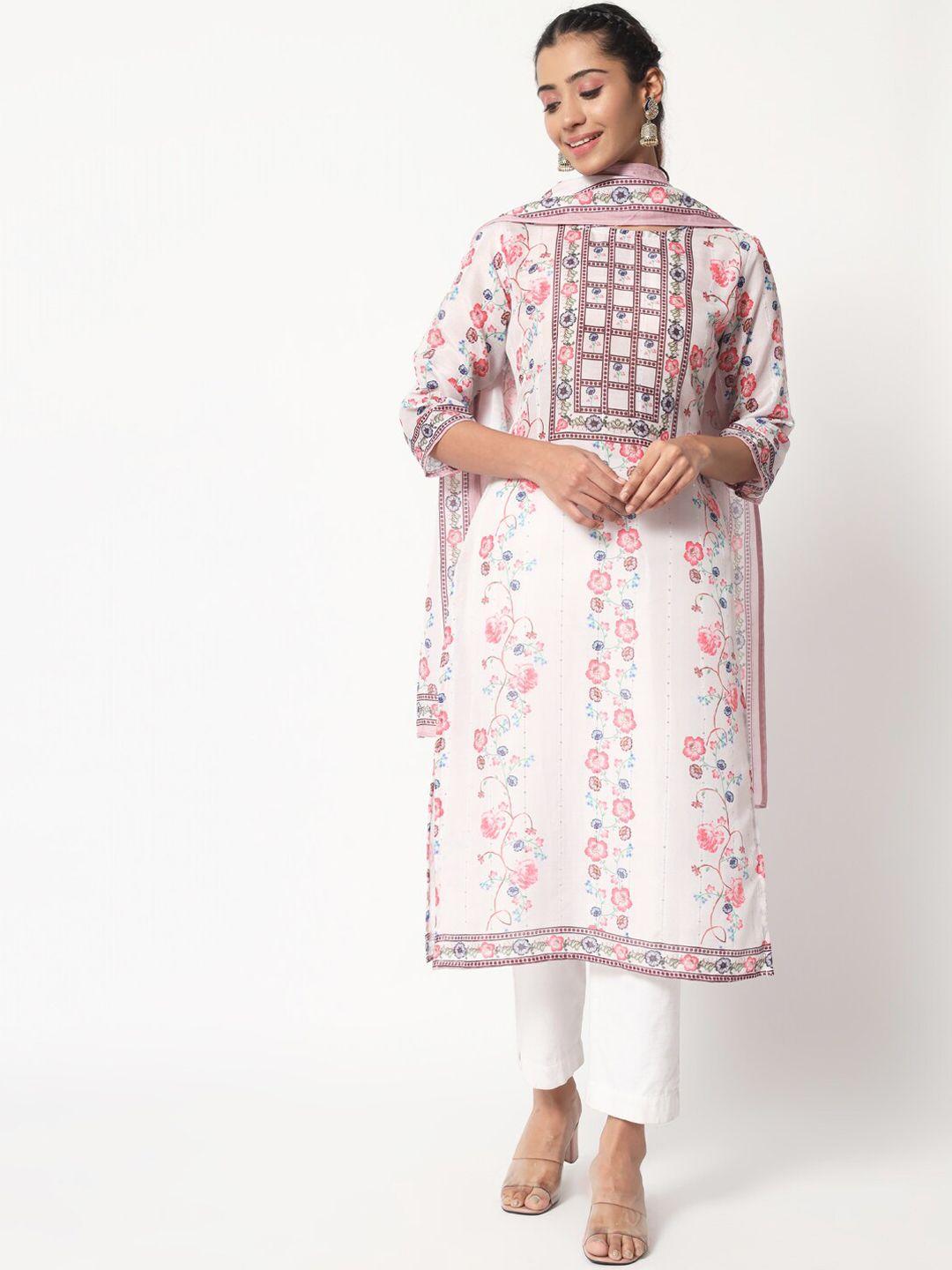 sitaram designer women floral printed kurta with trousers & dupatta