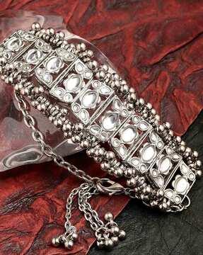 siver-plated oxidised link bracelet