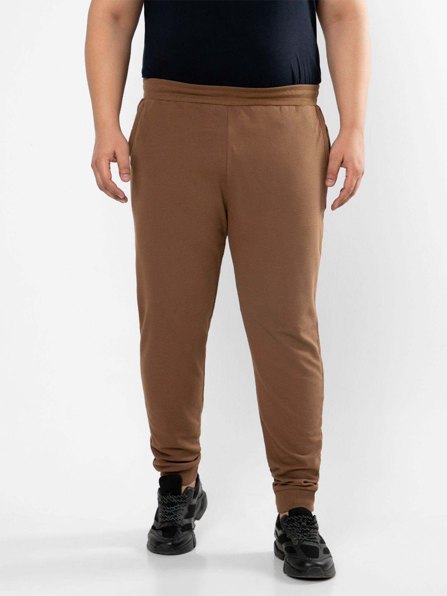 size men's solid stylish evening trackpant,brown