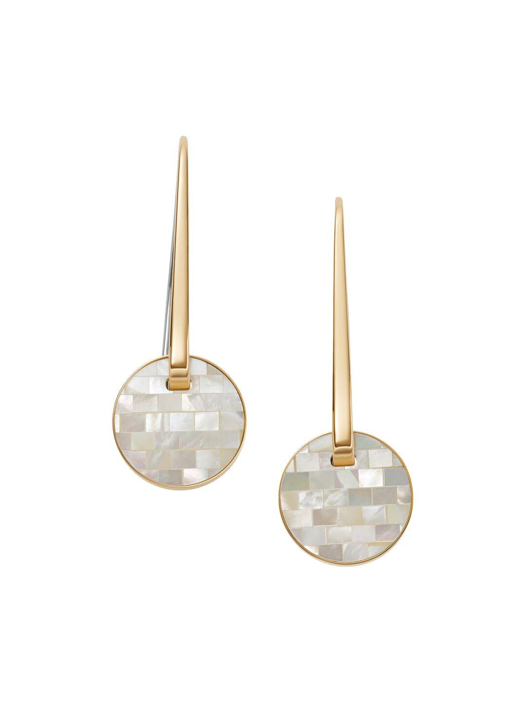 skagen gold- plated circular drop earrings