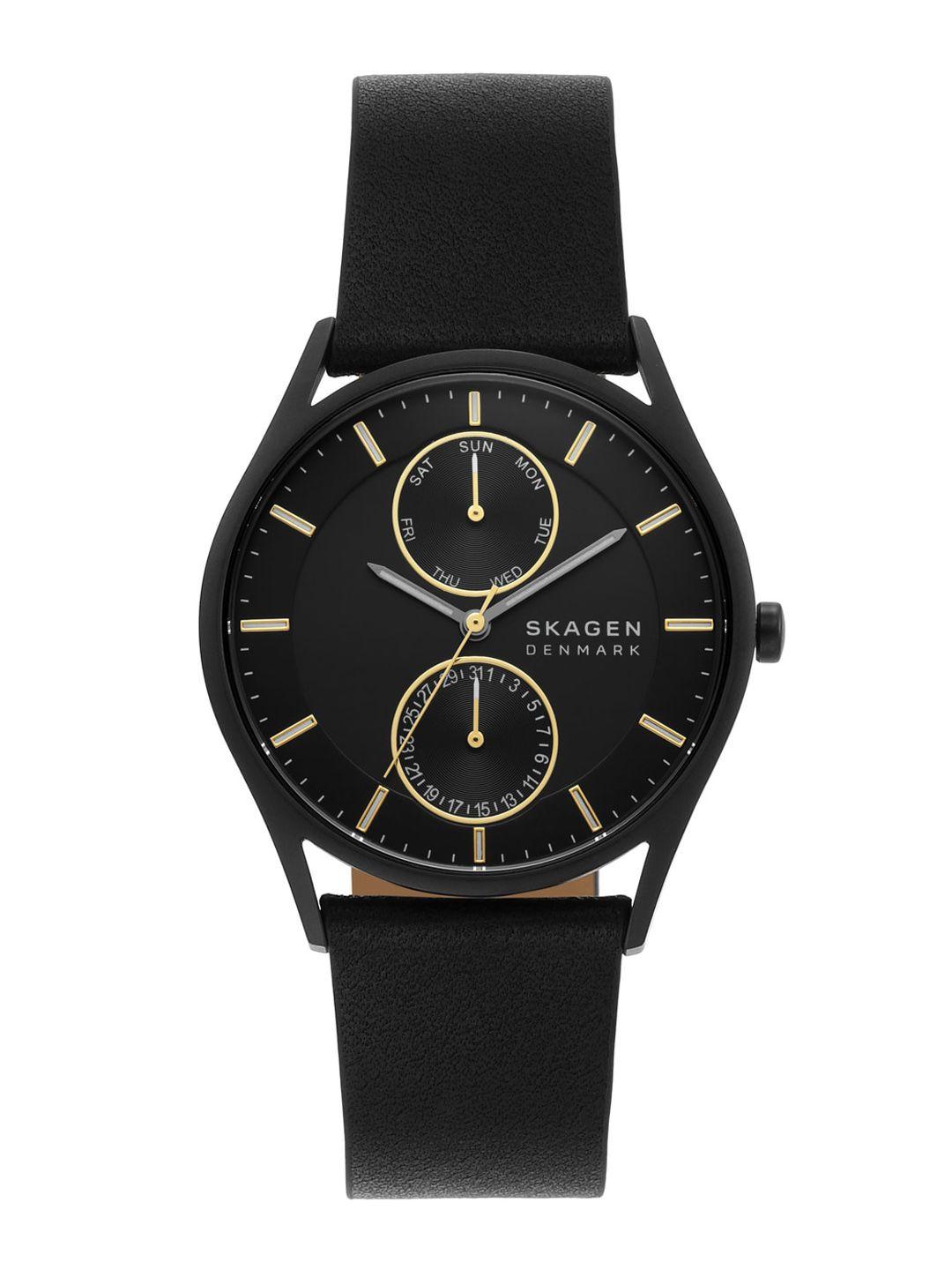 skagen holst men leather straps analogue watch skw6911