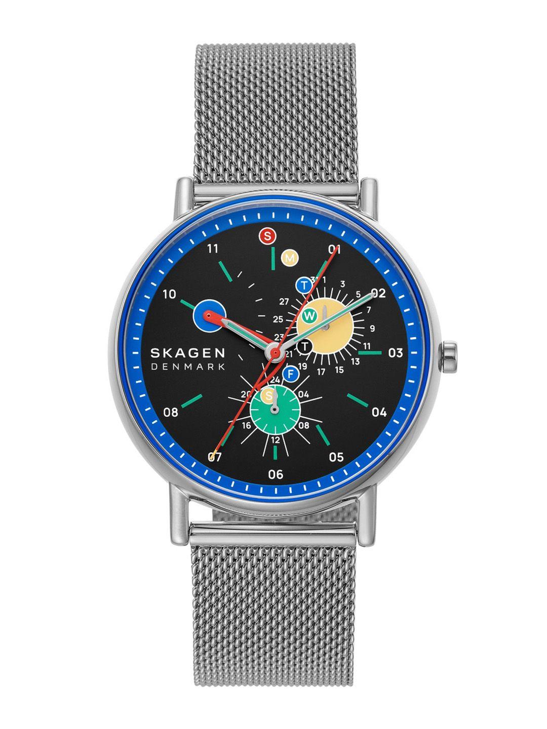 skagen men printed dial stainless steel bracelet style straps analogue watch skl2004