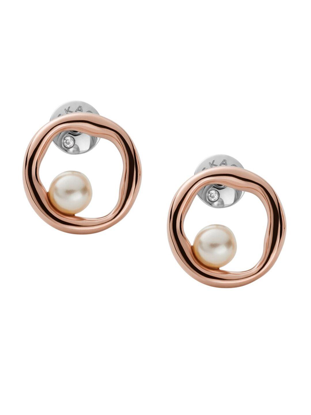 skagen rose gold plated circular studs earrings