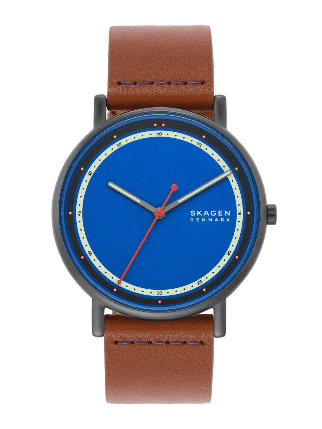 skagen signatur men leather straps analogue watch skw6899