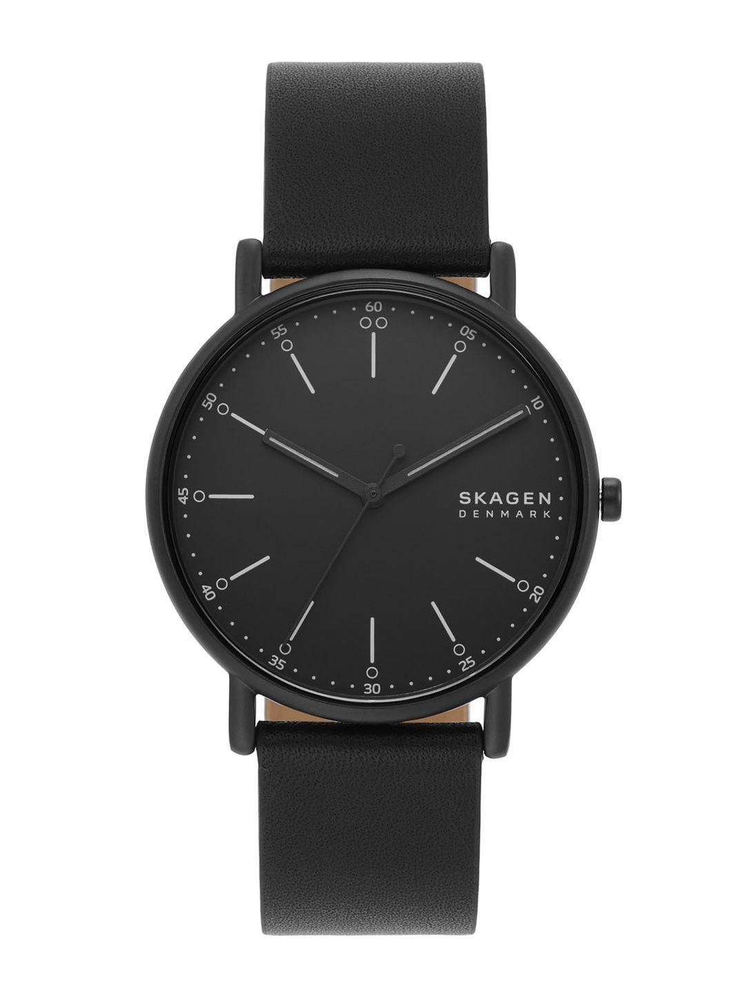 skagen signatur men leather straps analogue watch skw6902