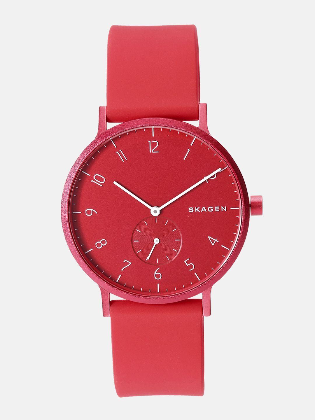 skagen unisex red analogue watch skw6512