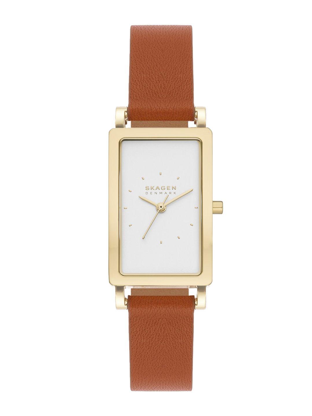 skagen women dial & leather straps analogue watch skw3097