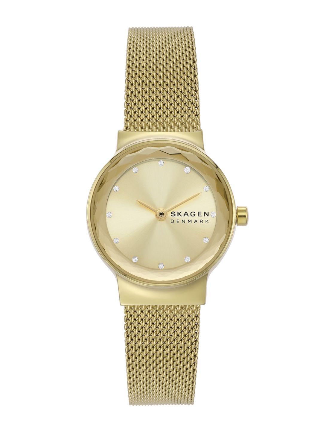 skagen women embellished stainless steel bracelet style straps analogue watch skw3110