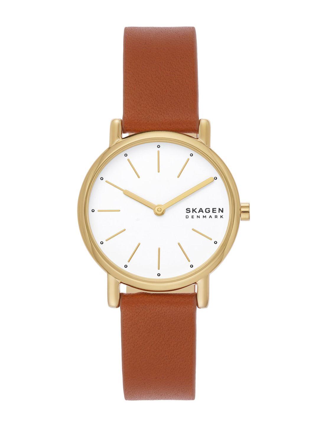 skagen women leather straps analogue watch skw3121