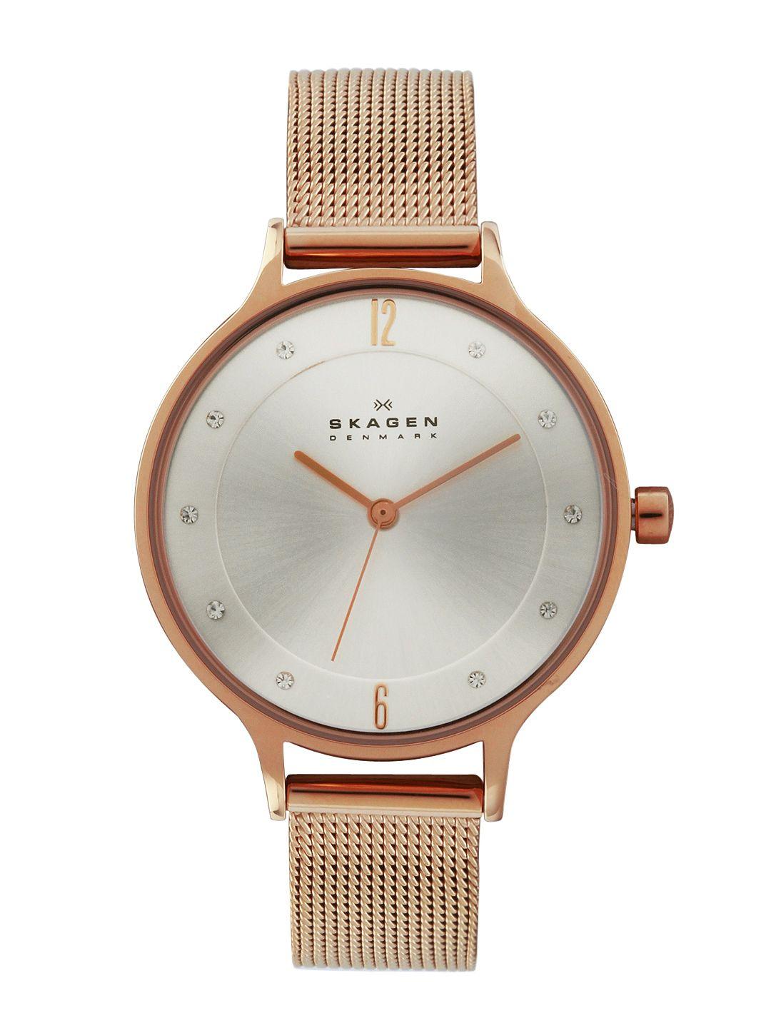 skagen women silver toned dial watch