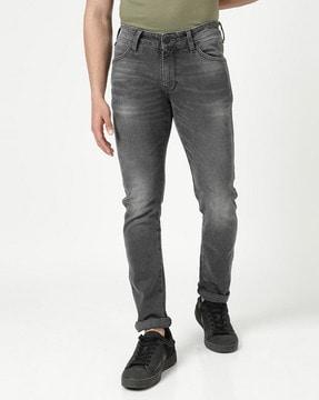 skanders mid-wash slim fit jeans