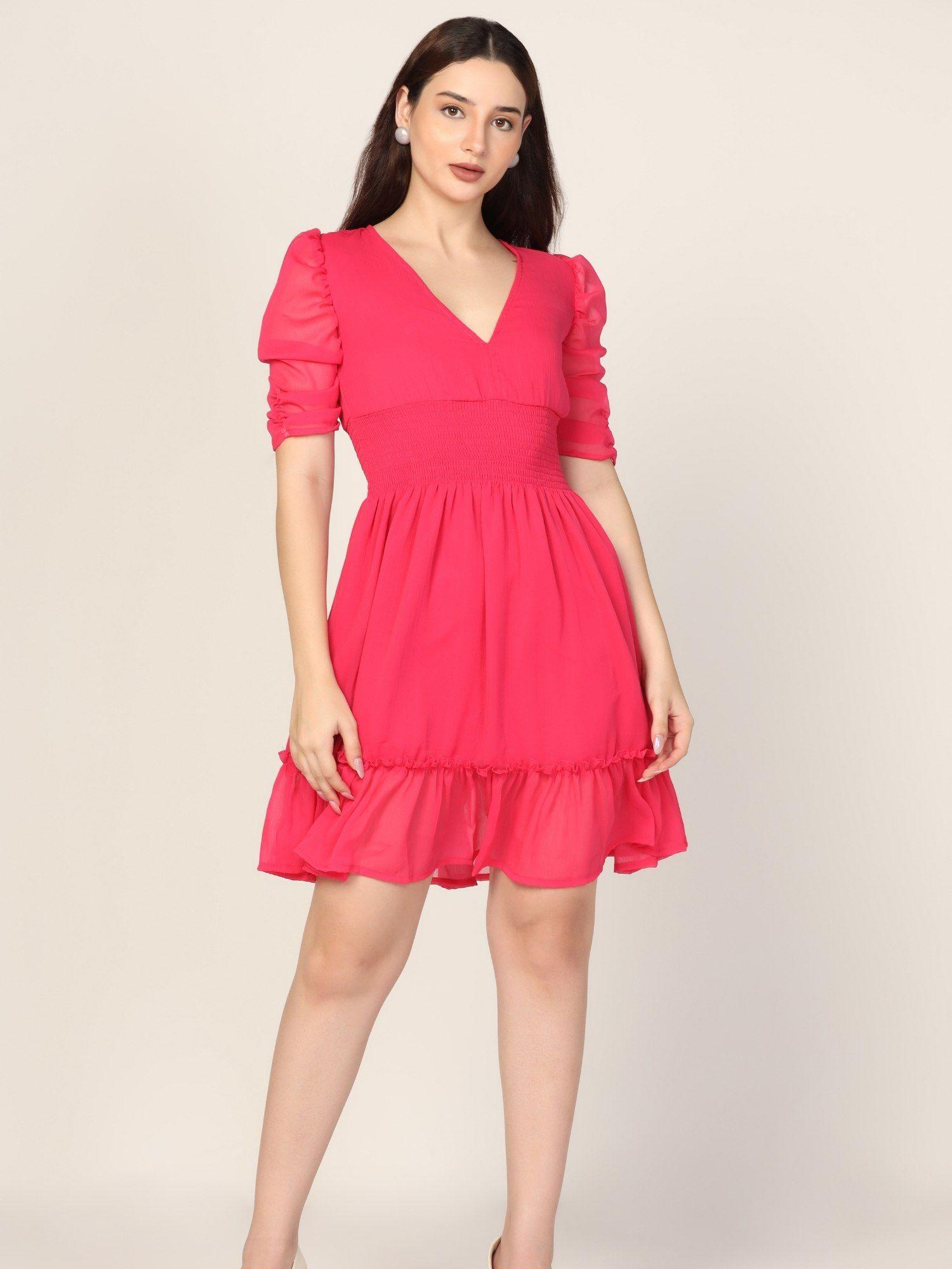 skater dress in hot pink