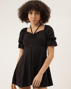 skater dress with ruched detail
