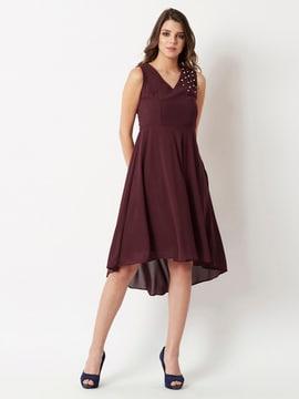 skater v-neck dress with flared hem