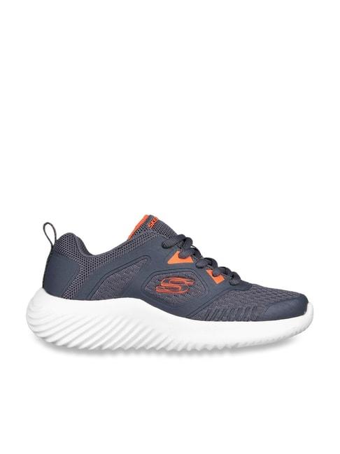skechers boys bounder charcoal orange casual lace up shoe