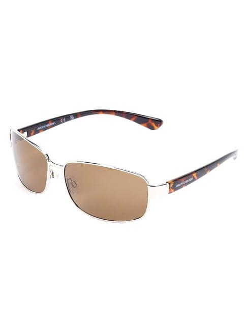skechers brown rectangular sunglasses for men