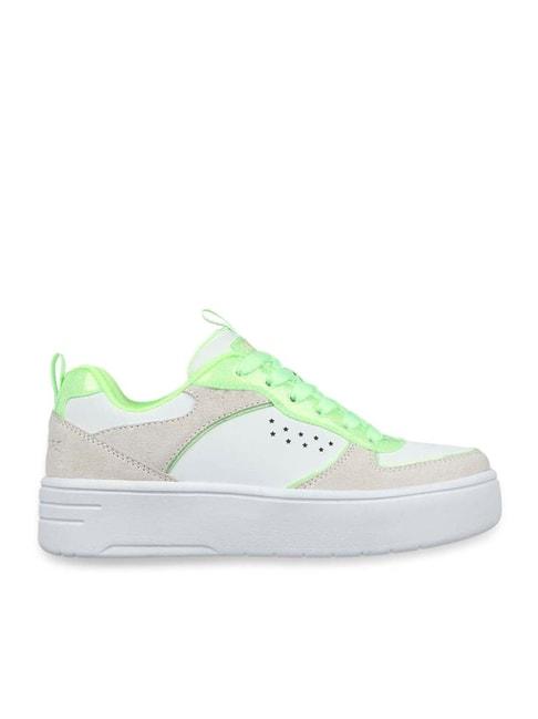 skechers girls court high - glitter mix white lime casual canvas shoes