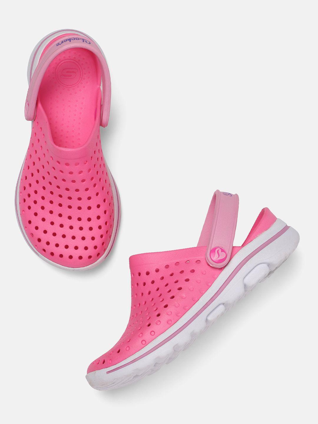 skechers girls pink solid clogs