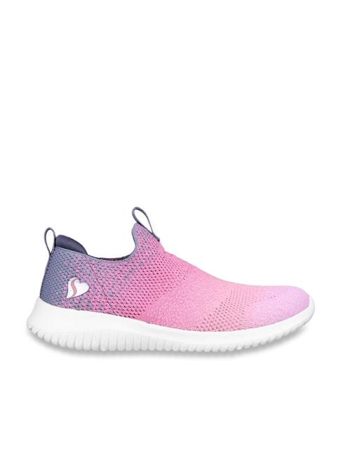 skechers girls ultra flex - color perfect pink multi lifestyle slip on shoe