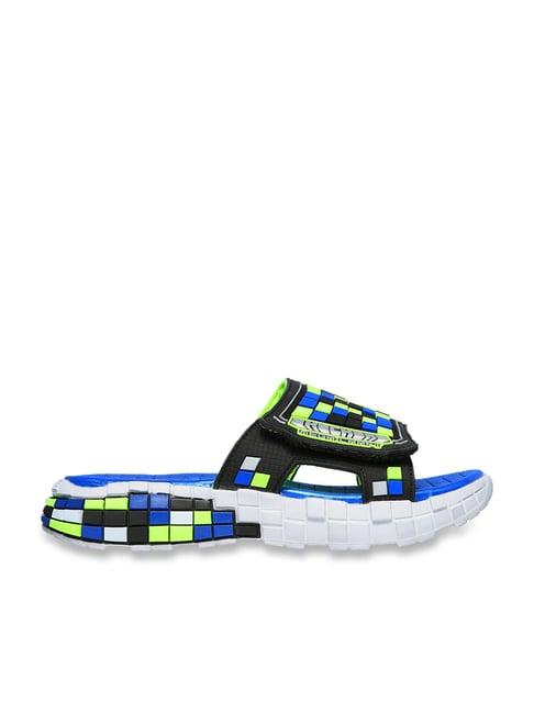 skechers kids mega-craft sandal-cubosplash black & blue slides