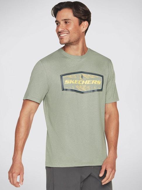 skechers light green relaxed fit printed crew t-shirt