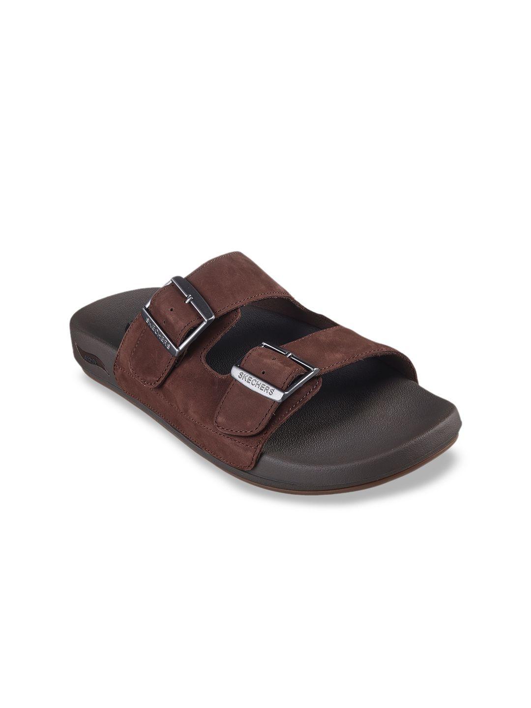 skechers men arch fit pro leather comfort sandals