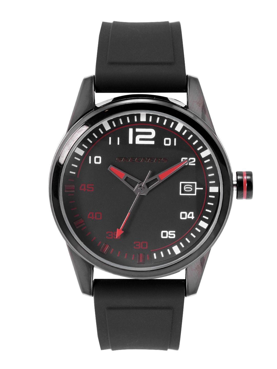 skechers men black dial & straps slauson analogue watch sr5076