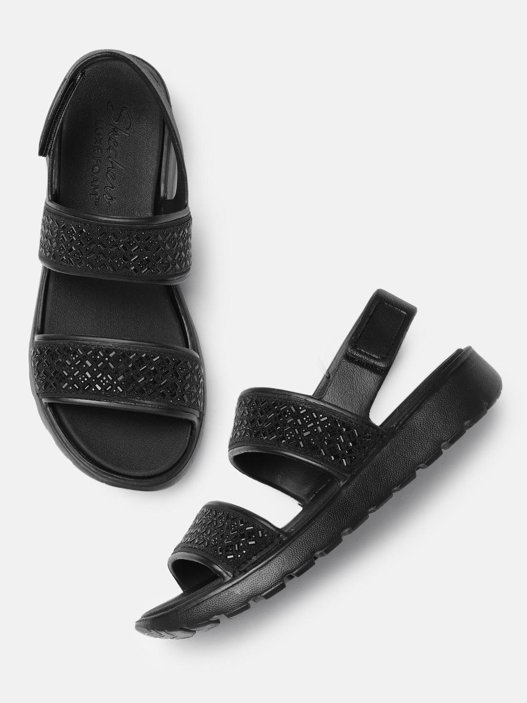 skechers women black footsteps - glam party sports sandals