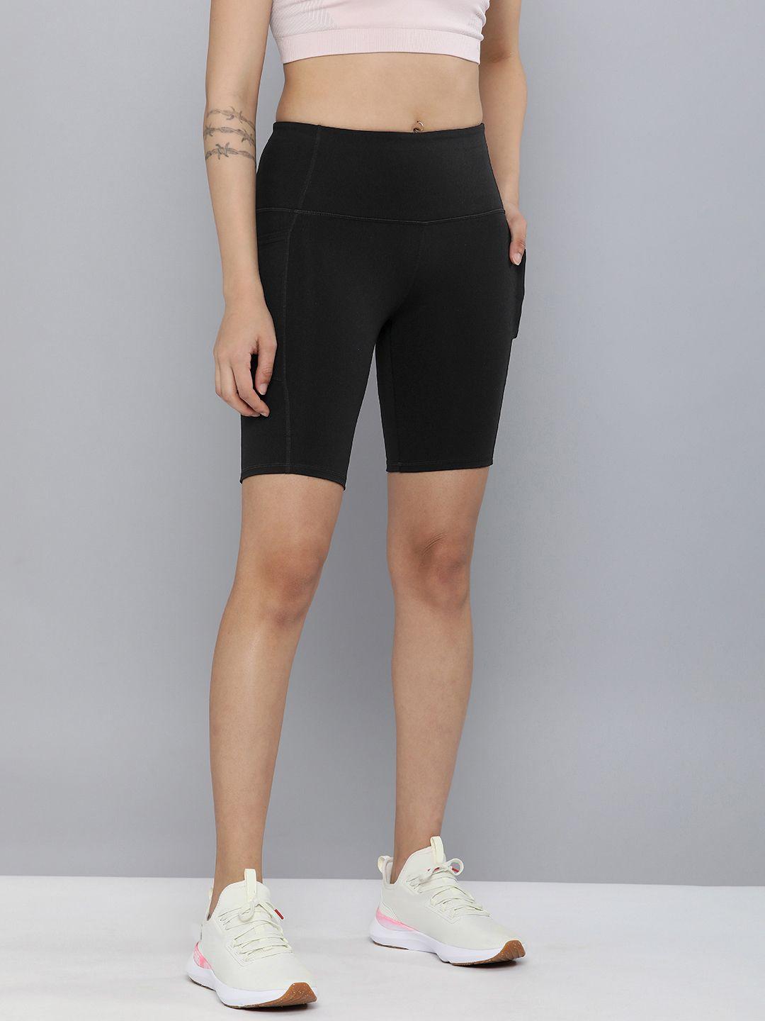skechers women black solid high-rise goflex walk shorts