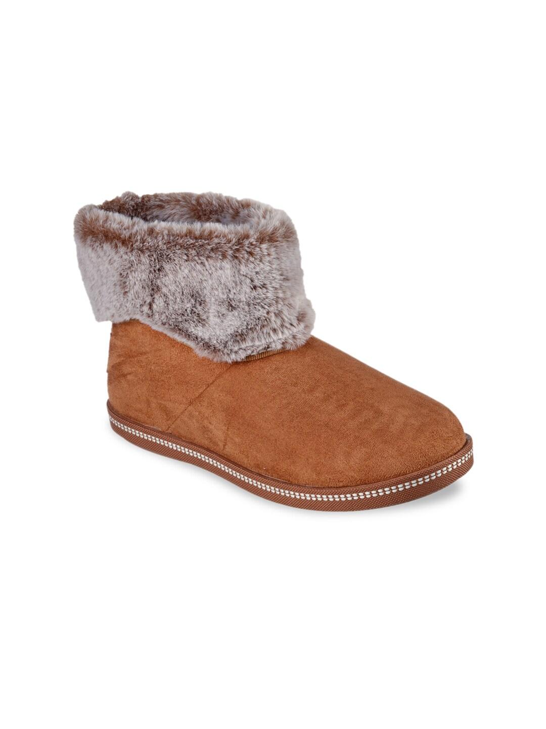 skechers women brown fur winter boots