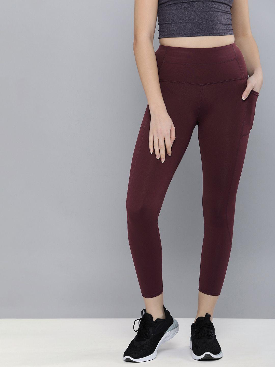 skechers women burgundy solid high waist gowalk 7/8 tights