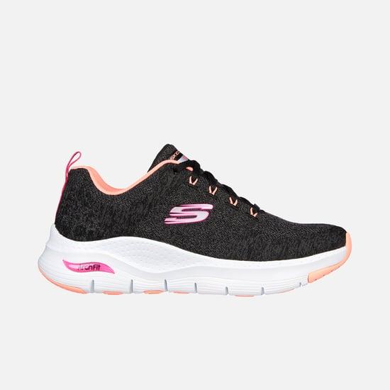 skechers women textured knit lace-up sports shoes