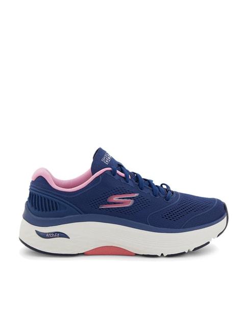 skechers women's max cushioning arch fit - swi navy pink sports lace up shoe