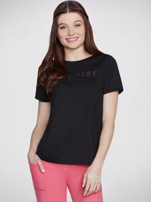 skechers black embellished sports t-shirt