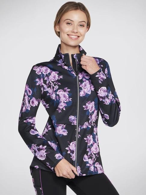 skechers black floral sports jacket