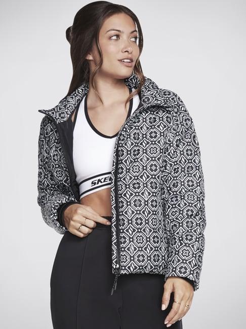 skechers black printed jacket