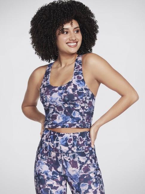 skechers blue printed sports bra