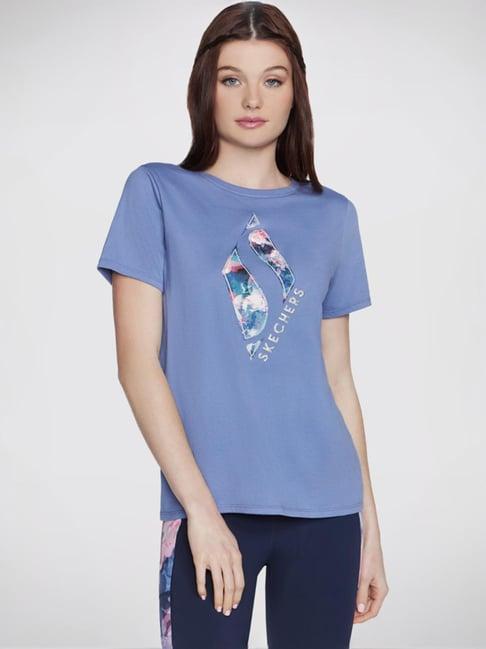 skechers blue printed sports t-shirt