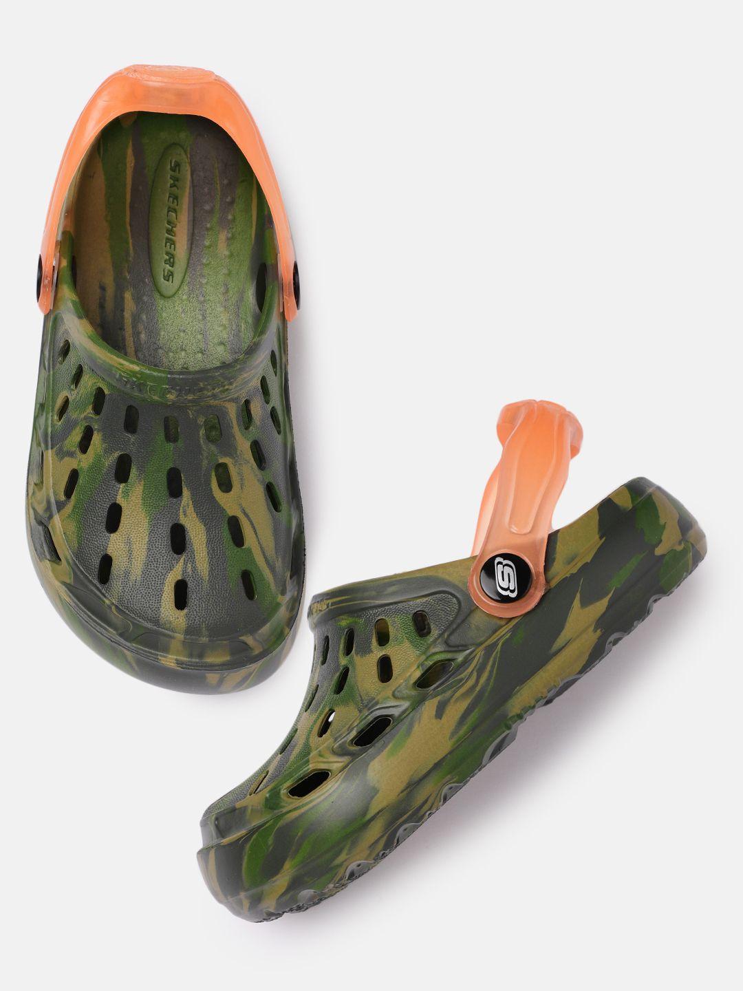 skechers boys green printed swifters-transluminator clogs