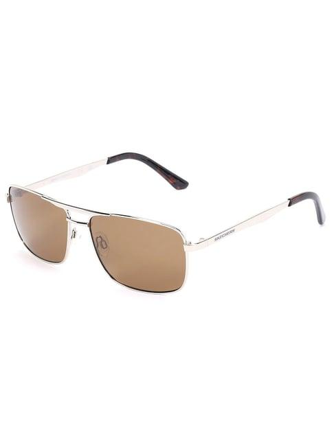 skechers brown aviator uv protection sunglasses for men