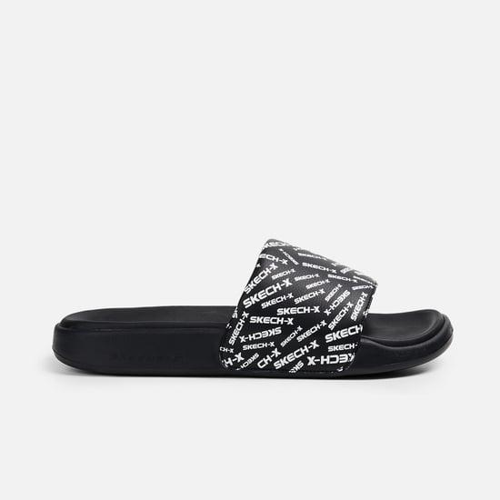 skechers gambix 2.0 men typographic printed sliders